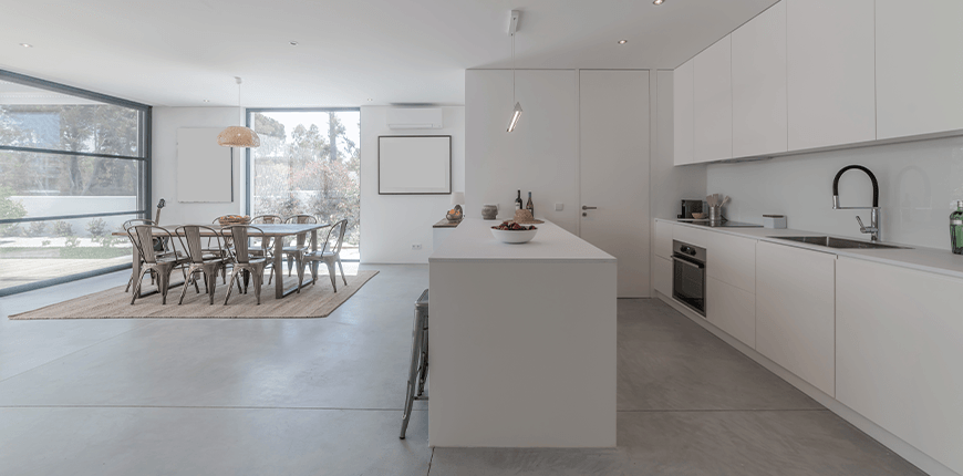 Kitchen view inside modern villa