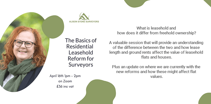 The basics of residential leasehold reform for surveyors zoom course advert