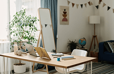 Desk with devices