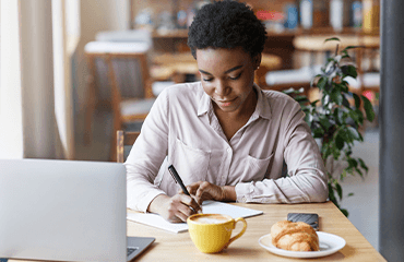 Woman studying online